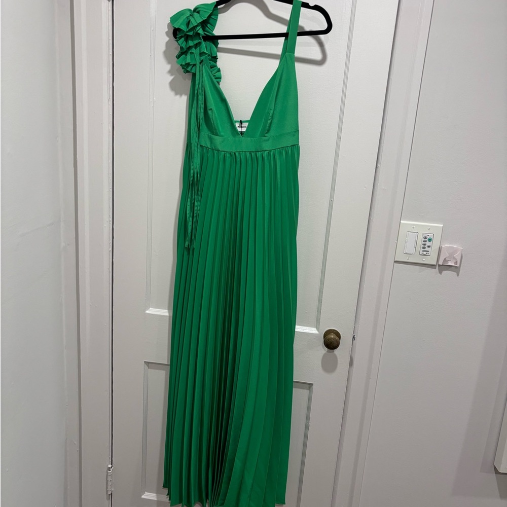 Parosh Palmer pleated green formal dress NWT